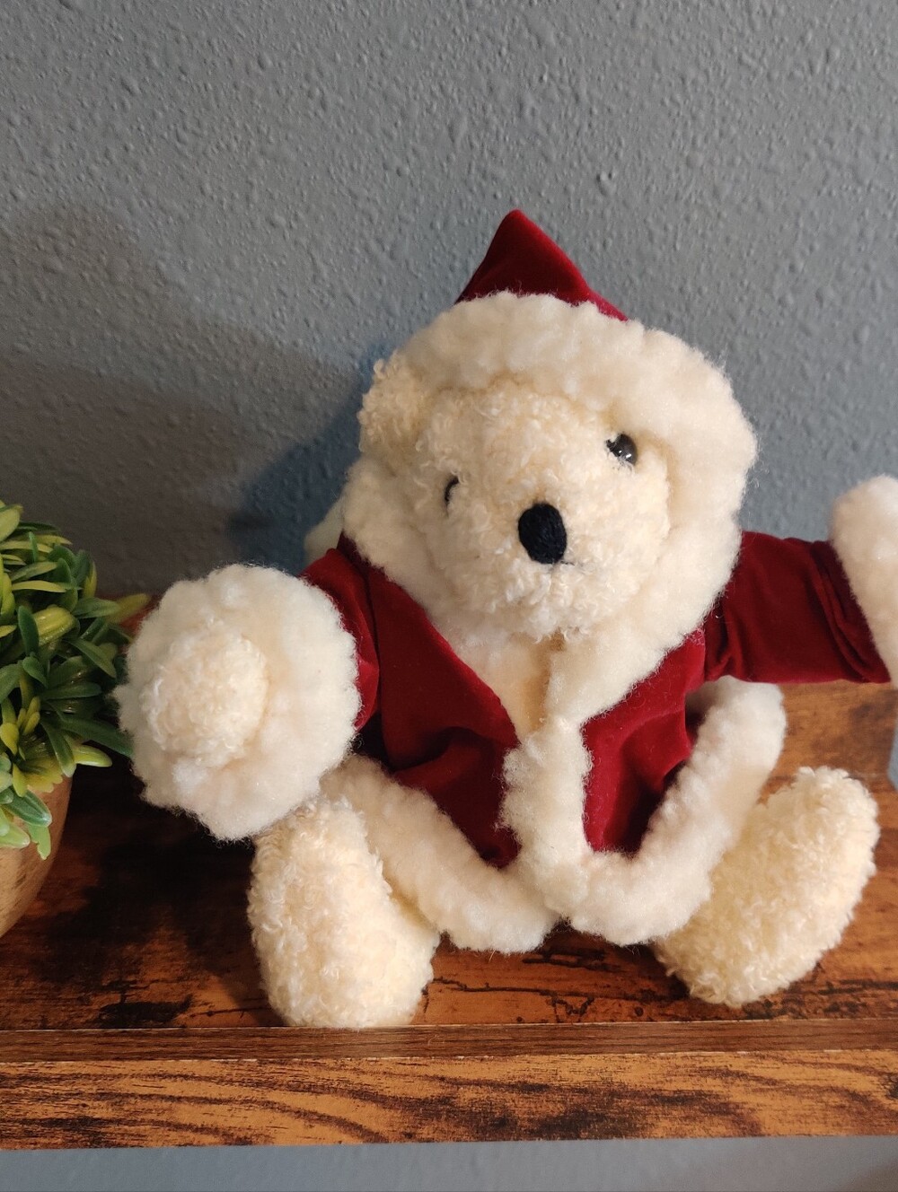 Mary Meyer Christmas Teddy Bear Plush Santa White Red Holiday Stuffed Animal Toy